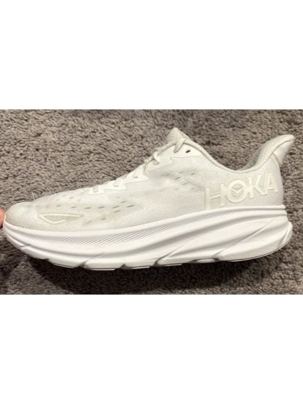 Nice! Hoka One One Clifton 9 Mens Size 11.5 White Athletic Running Shoes